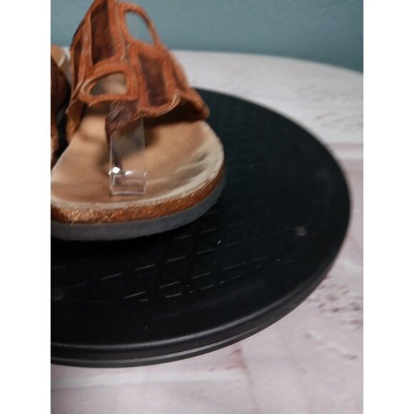 THINK Julia Womens Size 41 Thong Sandals Mosaic Geometric Slides Corkbed Leather - Picture 3 of 13